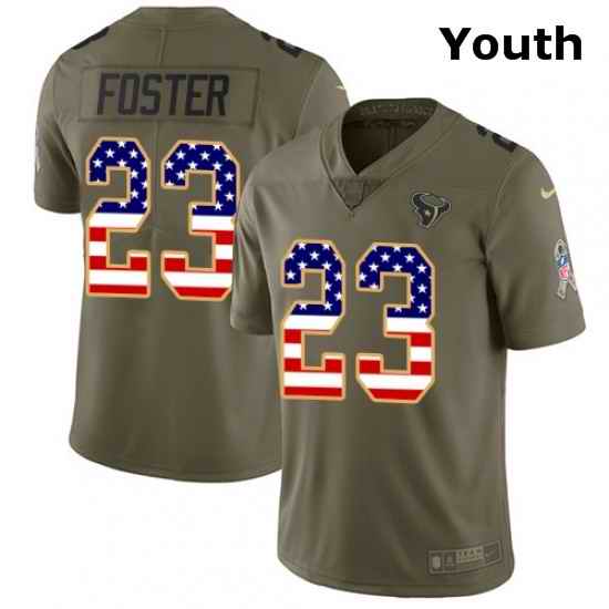 Youth Nike Houston Texans 23 Arian Foster Limited OliveUSA Flag 2017 Salute to Service NFL Jersey